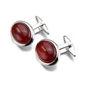 Wholesale Red Color Agate Stone Premium Cufflinks Custom Men Suit Shirt Fashion Accessory Wedding Tuxedo Trendy Jewelry Cufflink