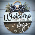 Art Deco Wooden Bead String Wall Sticker Animal DOG Welcome Home Door Decoration