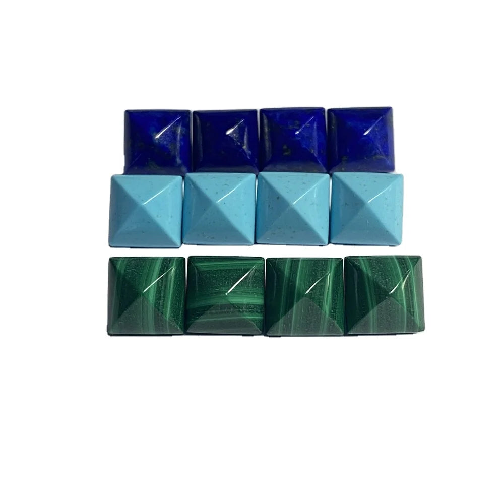 Natural Lapis Green Malachite Cube Gemstone Polished 8x8x7.9 Cabochon for Jewelry Making