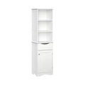 Modern Freestanding White MDF Bathroom Storage Cabinet with 3 Open Shelves and Drawer for Living Room Application