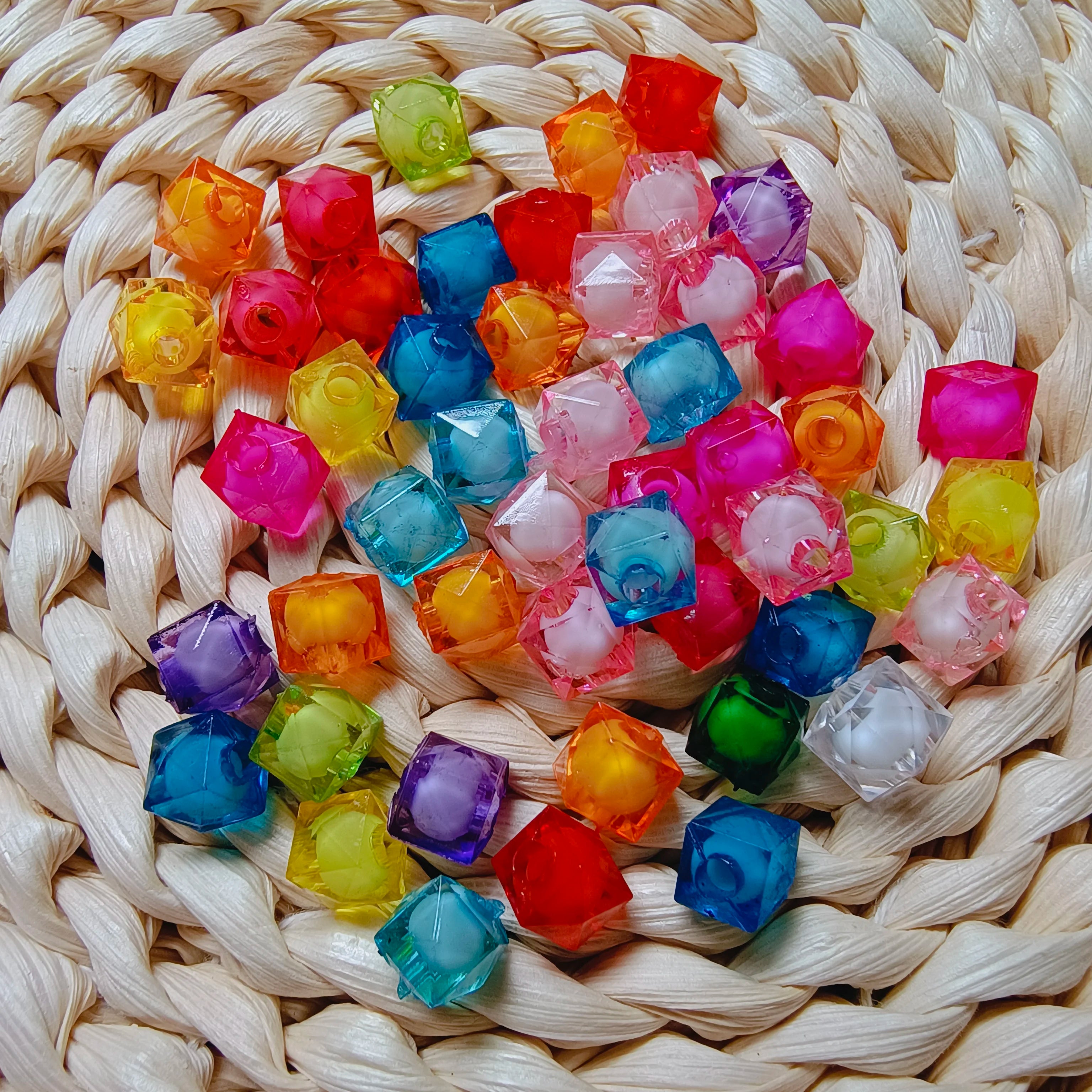 New Arrive 10mm Transparent Acrylic Clear Cube Beads in Bead for Handmade Jewelry Necklace Earring DIY Making 100pcs