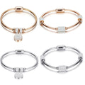 14k Gold Stainless Steel Charms Bangle Bracelet Magnetic Locks CZ Jewelry Bracelet Set for Women