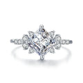 JZ1481 S925 Sterling Silver Wedding Engagement Rings Classic Zircon Ring Princess Cut Solitaire Cz Diamond Fashion Jewelry MegaBDM