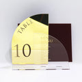 Wedding Table Numbers Gold Mirror Acrylic Stands With Transparent Acrylic Menu Holders With Gold Foil Text for Display