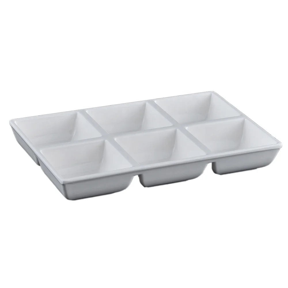 Wholesale Plastic Dinnerware Unbreakable Lunch Box Melamine 6 Compartments Plate