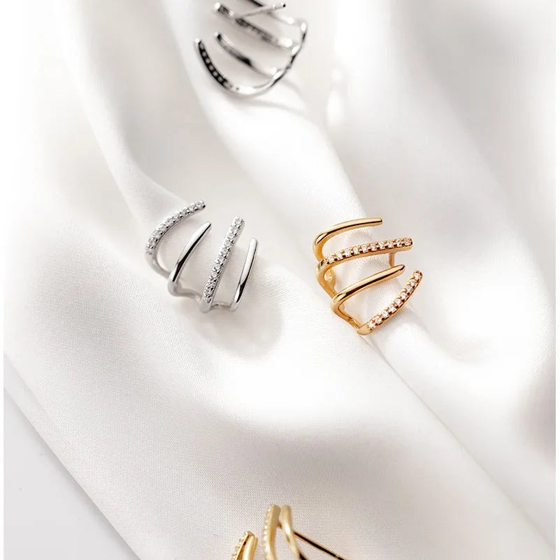 925 Sterling Silver Statement Luxury Cubic Zirconia Geometric Shape Gold Plated Studs Earrings Fine Jewelry for Women