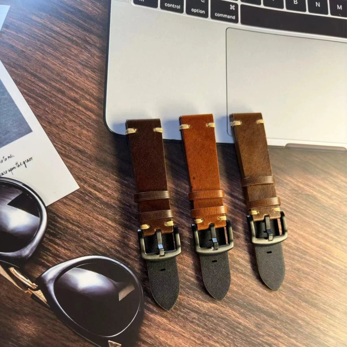 Someg Fashion Handmade Dermis Watch Strap with Vintage Waxed Soft Texture and Hand-stitched Details Model D071