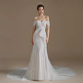 Elegant Off-Shoulder Sweetheart Wedding Dress Crystal Ruffle Mermaid Bridal Dress 2024 Rl040