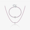 FUAMAY Fashion Dainty 925 Sterling Silver 2MM Pink Tennis Necklace 6MM White Heart Necklace