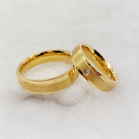 Unique Eternity Designer 24k Gold Plated Stainless Steel Jewelry Statement Wedding Rings Ladies Women Men Anniversary Gifts