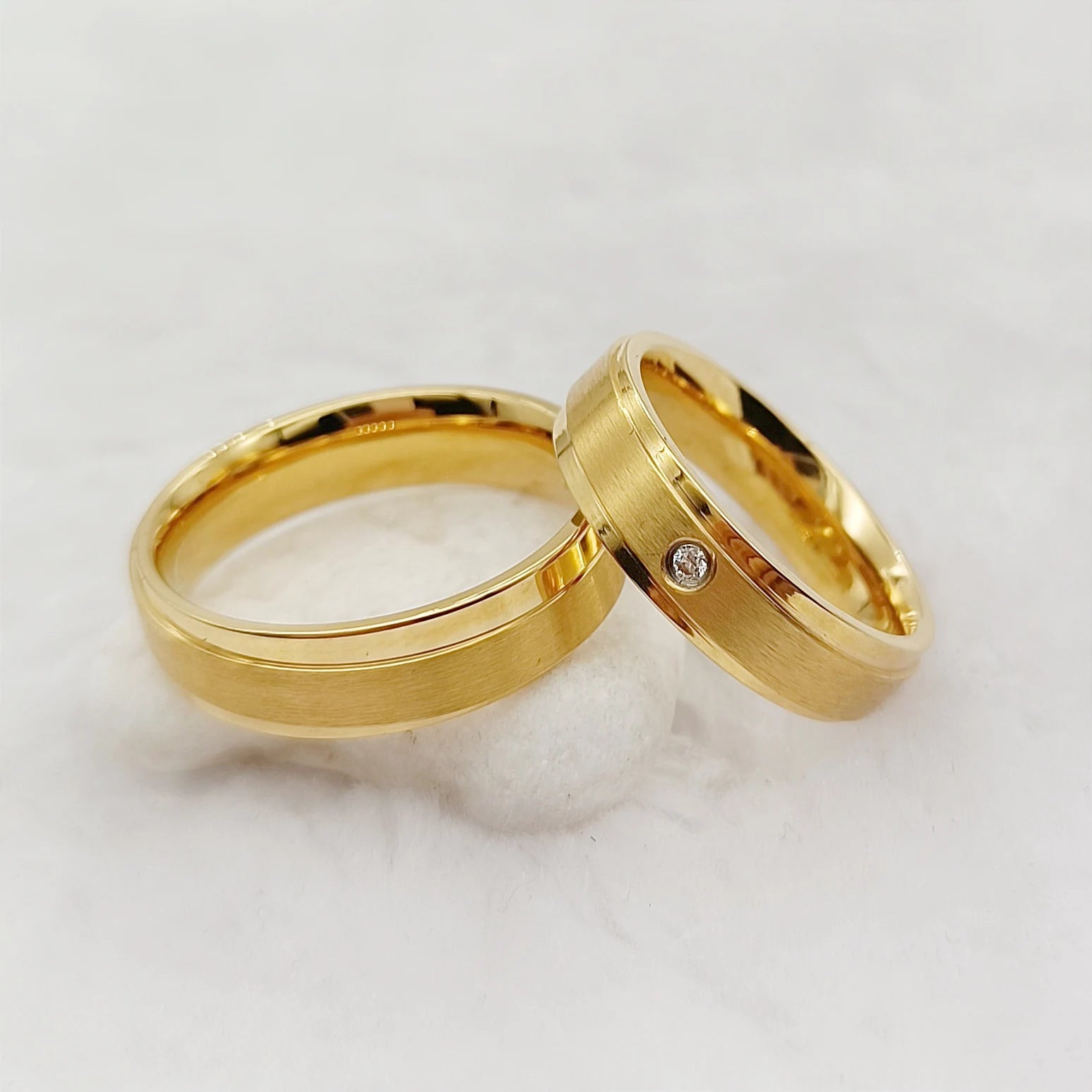 Unique Eternity Designer 24k Gold Plated Stainless Steel Jewelry Statement Wedding Rings Ladies Women Men Anniversary Gifts