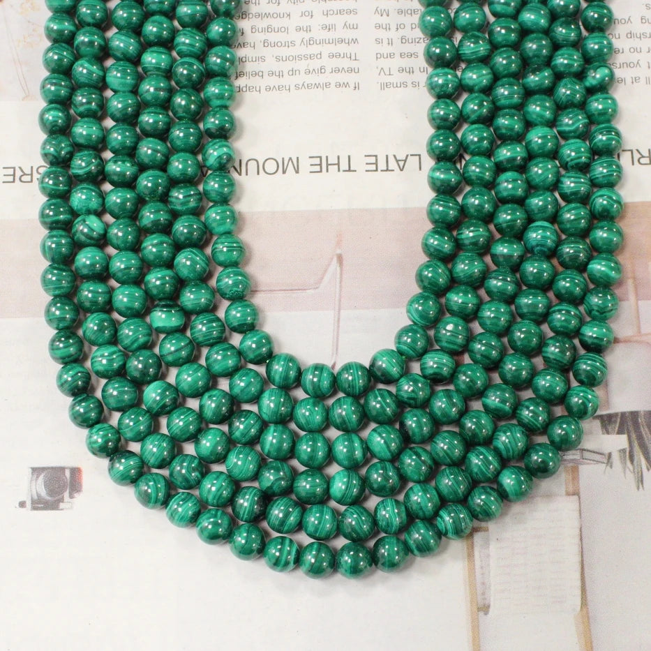 Wholesale Natural AAA Green Malachite Gemstone Bracelet Beads for Chain Jewelry Making 6 mm 8mm 10mm