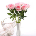 W4 Single High Simulation Flannel Rose Flowers Artificial Home Wedding Artificial Red Roses