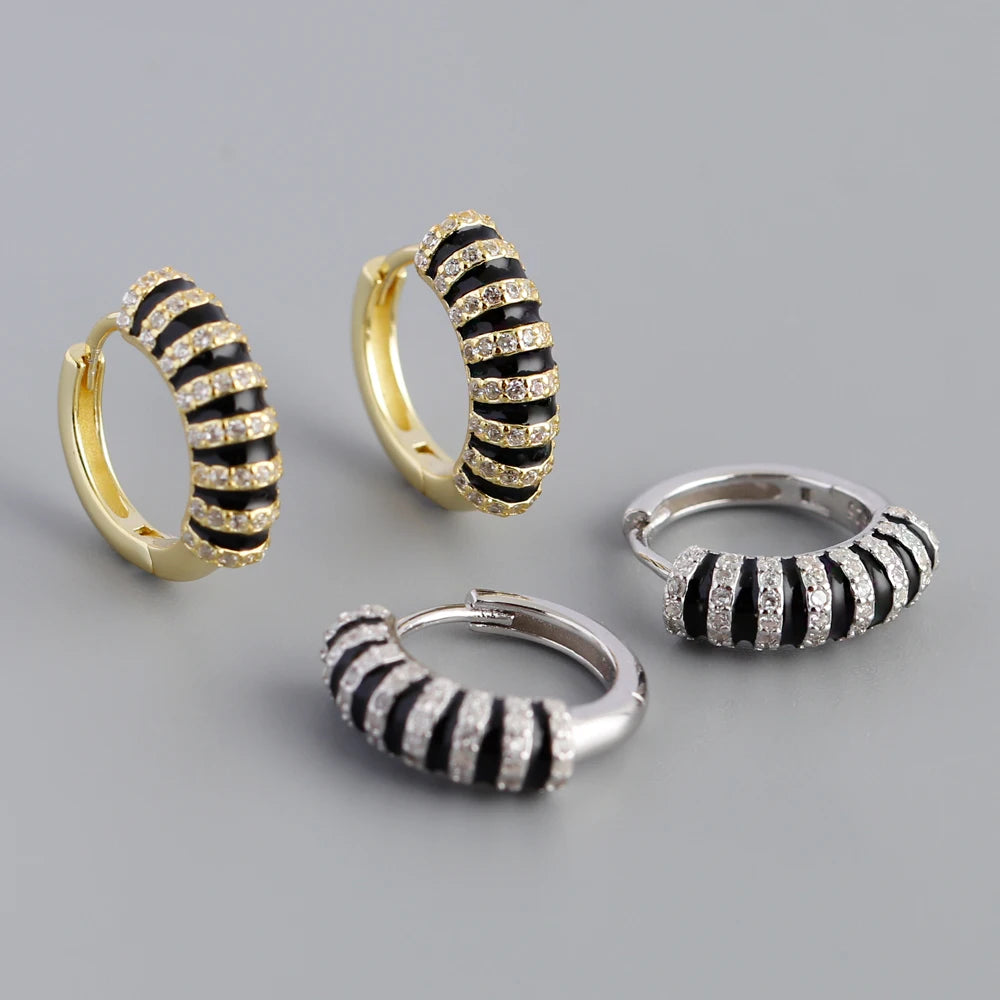 NEW Fashion Jewelry 925 Sterling Silver Round Oil Drip Enamel Glaze Diamond Zircon Gold Plated Hoop Earring Jewelry for Women
