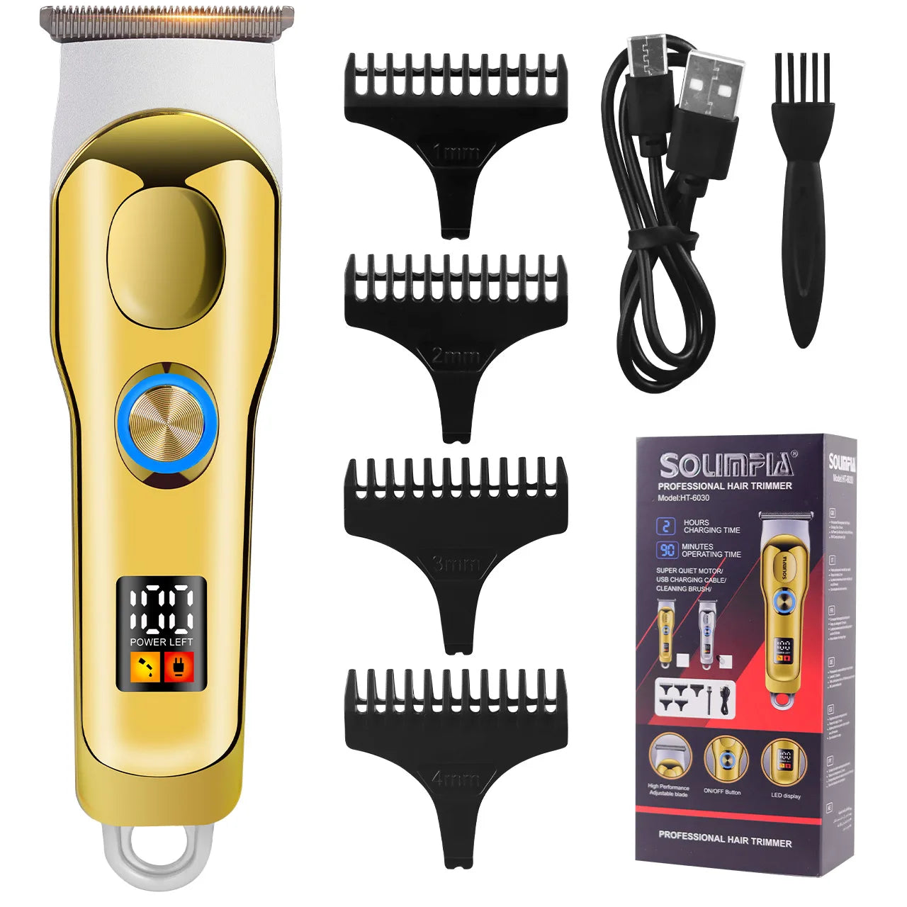 SOLIMPIA Professional Hair Clippers Men's Electric Beard Trimmer Grooming Kit Machine