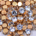 JUNAO 8mm Flatback Loose Claw Rhinestones With Setting Clear Crystal Stones Zircon Rhinestone Bead Sew on for Jewelry