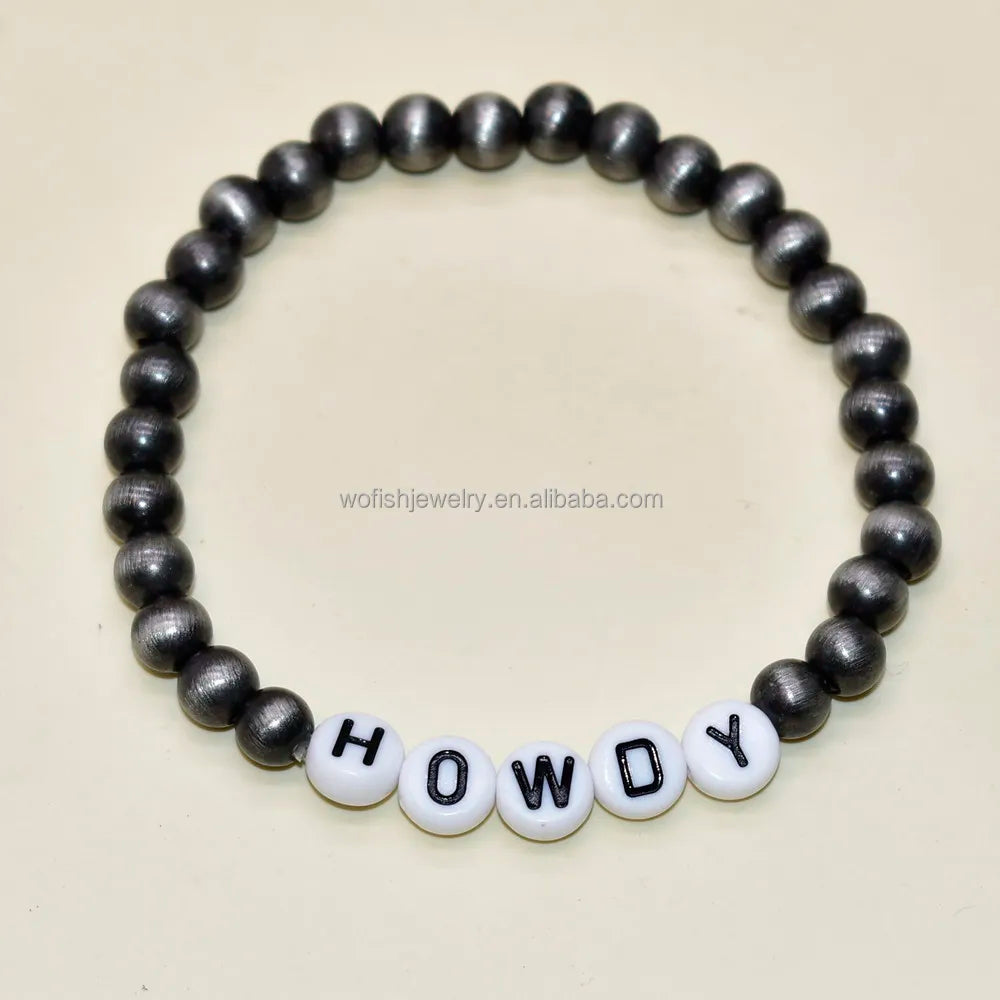 Handmade Design Cute Style Navajo Pearls Beaded HOWDAY Customize Words Stretch Bracelets Western Jewelry