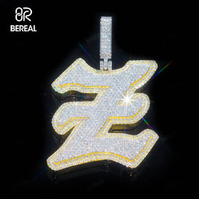 Custom Pass Diamond Tester Iced Out Vvs Moissanite Jewelry Initial Single Letter Two Tone Pendant Alphabet Necklace Fine Jewelry