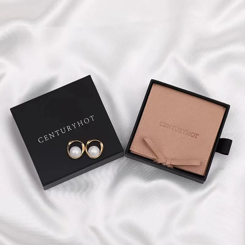 Custom Logo Printed Drawer Jewelry Box Package Necklace Bracelet Earring Jewelry Packaging Box With Jewelry Microfiber Pouch Bag