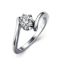 Minimalist Korean Designer Stainless Steel White CZ Diamond Micro Paved Engagement Ring for Women Elegant Jewelry RC-024