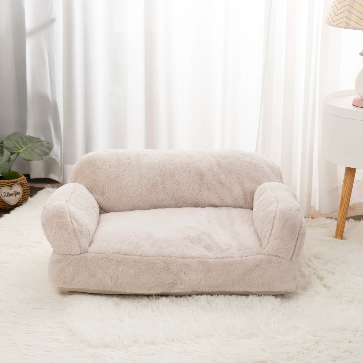 Luxury Fluffy Dog Bean Beds  Soft  Cotton Washable Removable Indoor Cats Sofa  Pet Bed Accessory