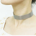 Fashion Jewelry Simple Plated Gold Adjustable Stainless Steel Wide Mesh Choker Necklace
