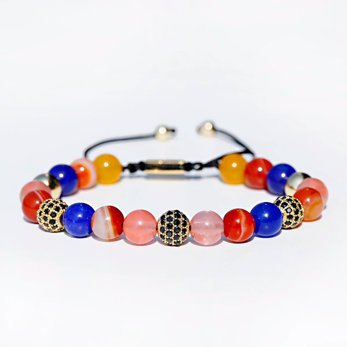 7 Chakra Stones Bracelet Natural Stone Zircon Balls Beaded Bracelet Women Crystal Bracelet Men's Healing Reiki Jewelry