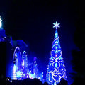 Large Square Standing PVC Christmas Tree with RGB LED Lights Illuminated Artificial Pine Decoration