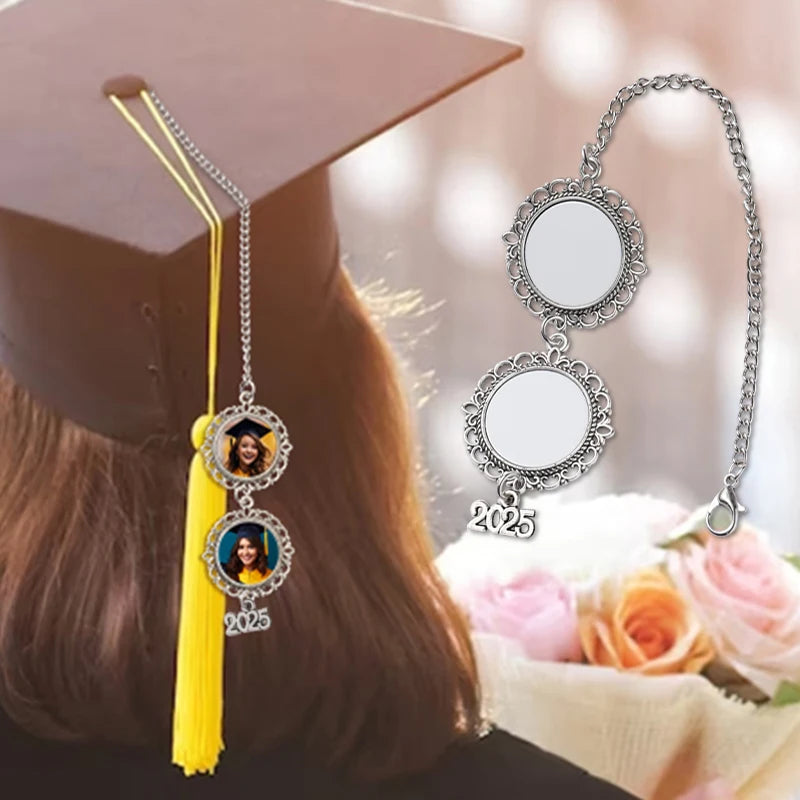 Pendants Gift Memorial Photo Charm to Wear on Cap in Memory Sublimation Graduation Cap Charm