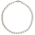 Original Design Premium Platinum Plated Trendy Silver Clasp 7-8mm Natural Freshwater Pearl Beads Chain Charm Necklace for Women