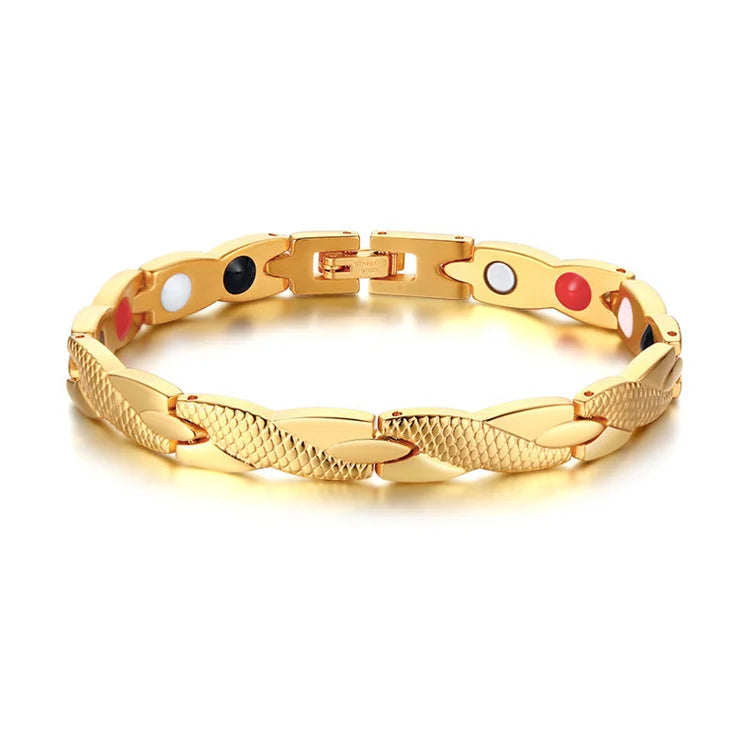 Wholesale Price Gold Plated Health Care Wristband Energy Magnetic Bracelets Stainless Steel
