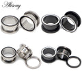 Alisouy 2pcs Stainless Steel Ear Plugs Tunnels Pulley White Line Screw Extender Stretcher Fashion Piercing Body Wedding Gift