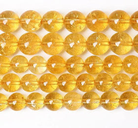 6-10 mm Natural Citrine Yellow Quartz Energy Crystal Healing Power Round Spacer Loose Beads for Jewelry Making 15 Inch