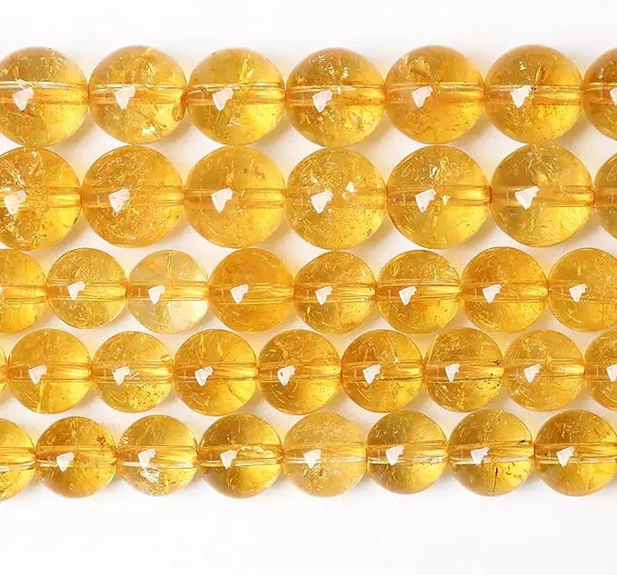6-10 mm Natural Citrine Yellow Quartz Energy Crystal Healing Power Round Spacer Loose Beads for Jewelry Making 15 Inch