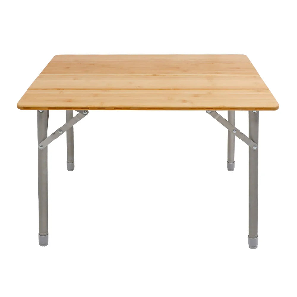 Bamboo Modern Folding Camping Dining Table Portable Lightweight Adjustable Height Aluminum Frame Indoor Outdoor Picnic Beach