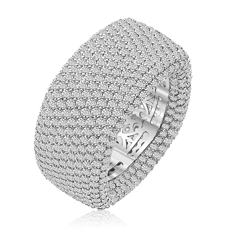Fine Jewelry 5A Cubic Zirconia S925 Sterling Silver 18k Plated Gold Wide Big Rings Women Square Eternity Rings Band for Women