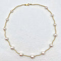 Promotion 18k Solid Gold Choker Flower Akoya White Pearl AAAAAA Grade Potato Shape Necklace Girls Women Custom Logo