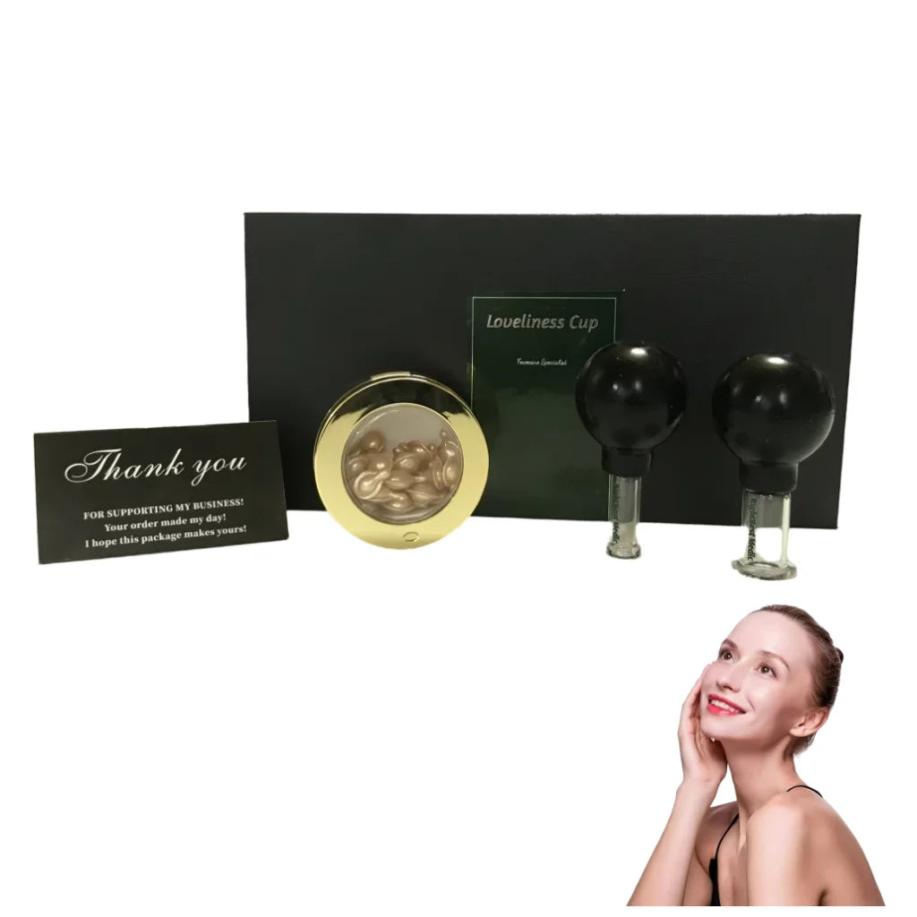 Deluxe Gift Box Anti Cellulite Face Body 2 Sizes 100% Silicone Glass Cupping CE Certified Face Serum Cupping