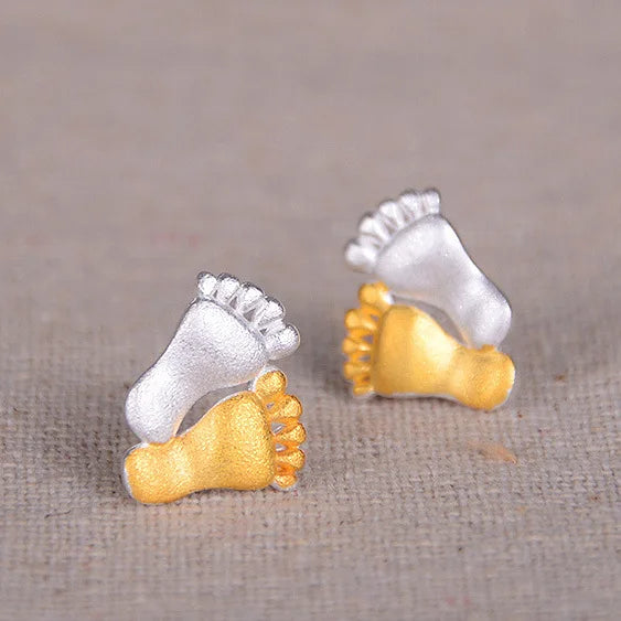 925 Sterling Silver Earring Feet Gold-plated Two-color Sterling Silver Earring Wholesale Korean Earring Jewelry