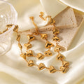 INS Fashion 18K Gold Stainless Steel High Polishing Hollow Heart Necklace Peach Heart Bracelet Jewelry Set Female