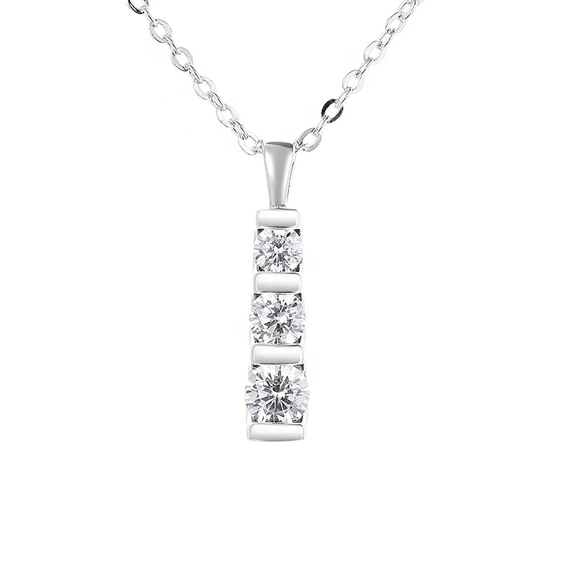 Simple Cigar 925 Sterling Silver Pendant Necklace Featuring Authentic Moissanite Diamond Elite Fine Jewelry Women Unisex