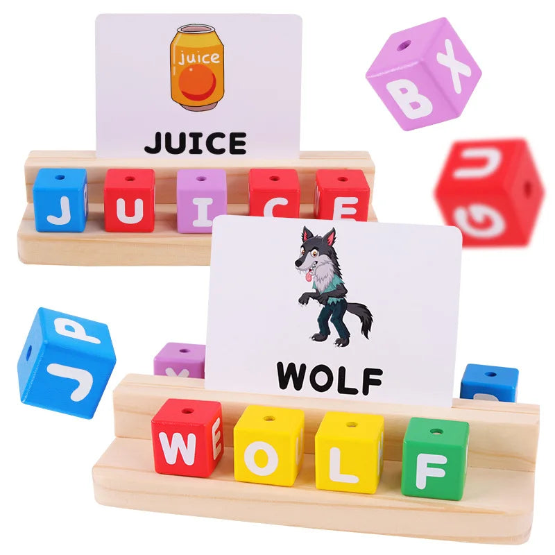Montessori Children Wooden Alphabet Letter Flashcard Spelling Games Educational Learning Matching Toys for Boys & Girls Kids