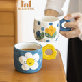 350ml Creative Handle Hand Painted  Ceramic Breakfast Coffee Mug
