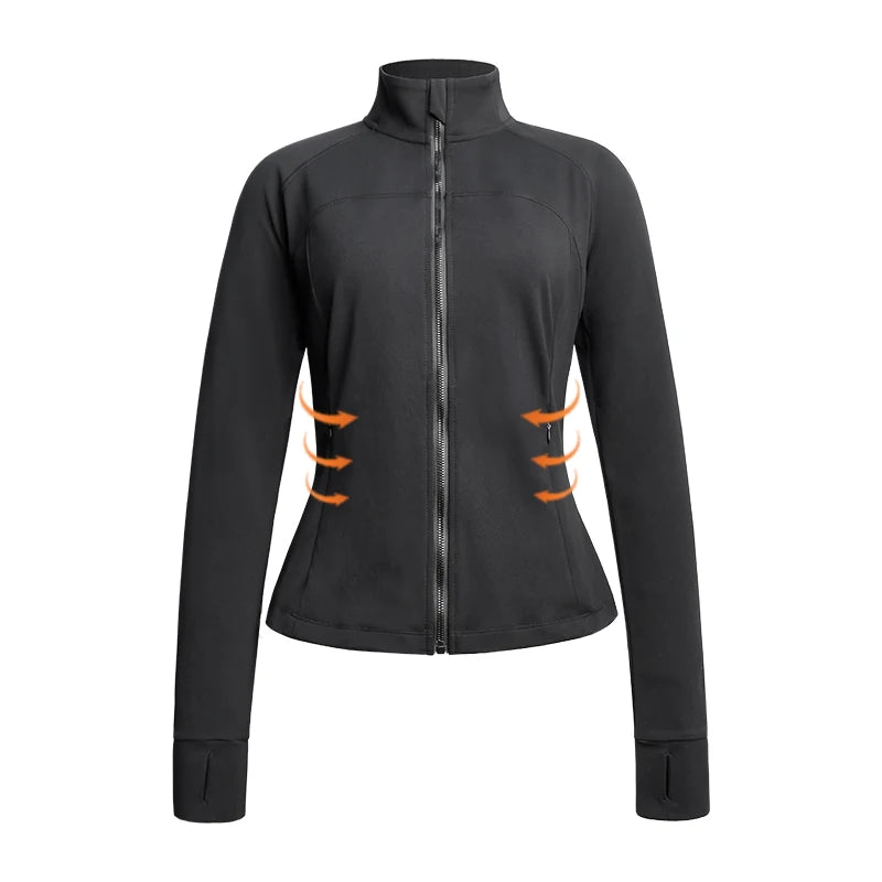 OEM Women's Outdoor Cycling Tight Zipper Breathable Quick Dry Stretch Windproof Spandex/Polyester Fitness Top Running Blazer