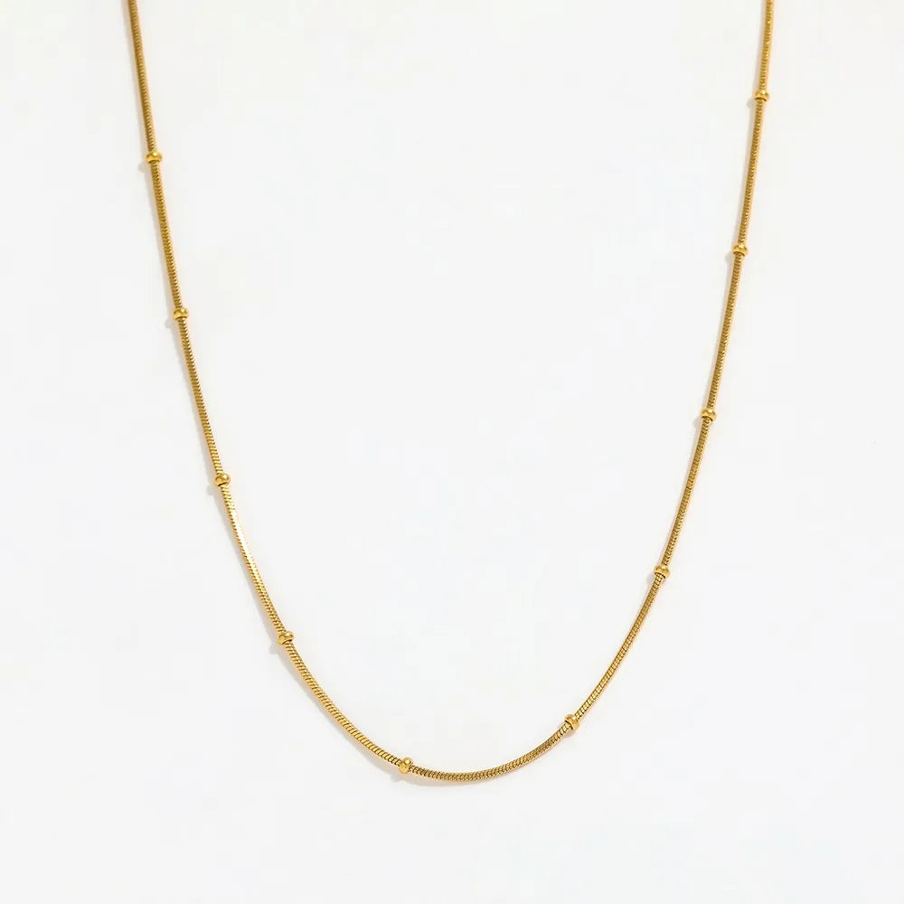 Joolim Jewelry 18K Gold Plated Bead Satellite Snake Chain Choker Necklace Stainless Steel Jewelry Wholesale