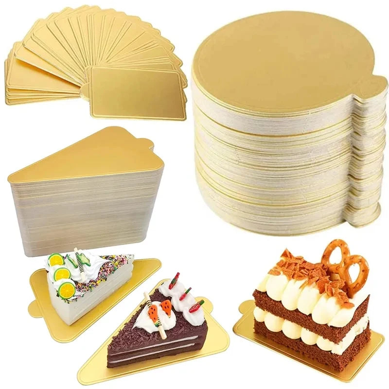 100pcs/set Golden Silver Mousse Mat Cake Base Boards Paper Board Shape Dessert Tray