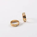 High End 18K Gold Plated Colorful You Are Perfect Pentastar Enamel Stainless Steel Rings for Women Tarnish Free Jewelry