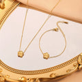 European and American Style High-end Necklace Set Stainless Steel Five Leaf Flower Necklace and Bracelet