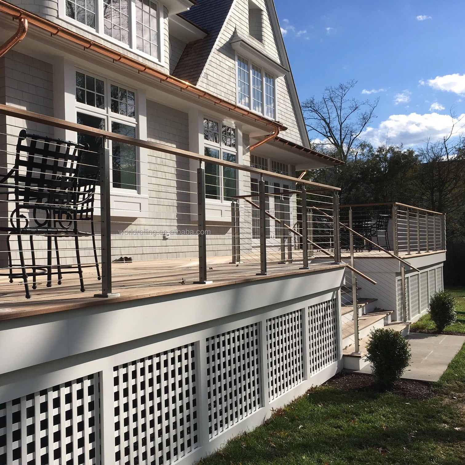YL Easy Install square Cable Railing Post Deck Railing Stainless Steel Balustrade