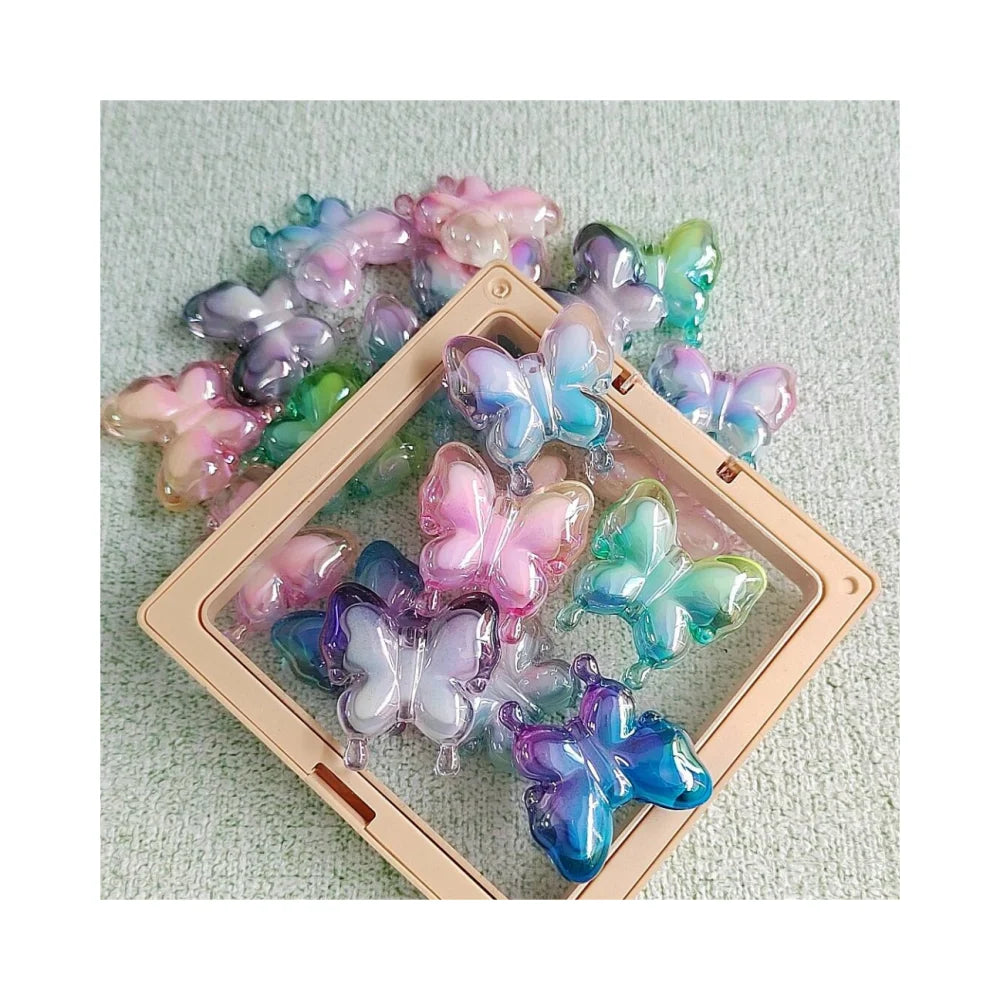 AB Gradient Acrylic Beads Plastic Butterfly Beads for Necklace DIY Pen Acrylic Jewelry Accessories Keychain Charms